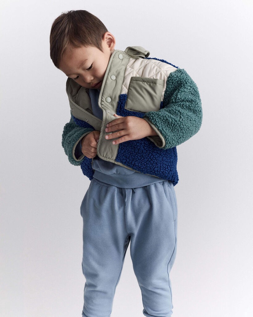 slide 7 of 7, Otteravenue Toddler Boy Colorblock Sherpa Jacket - Blue/Cream Multi 3T, 1 ct