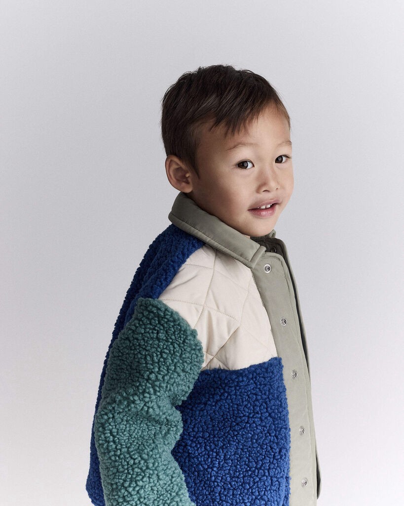 slide 3 of 7, Otteravenue Toddler Boy Colorblock Sherpa Jacket - Blue/Cream Multi 3T, 1 ct