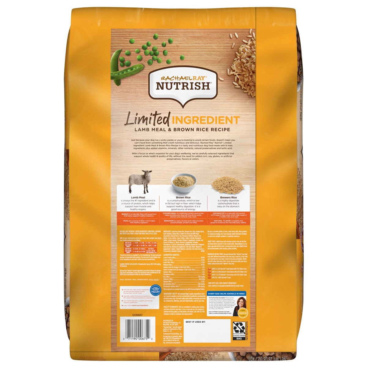 slide 9 of 18, Rachael Ray Nutrish Limited Ingredient Dog Food, Lamb Meal & Brown Rice Recipe, 28 lb. Bag, 28 lb