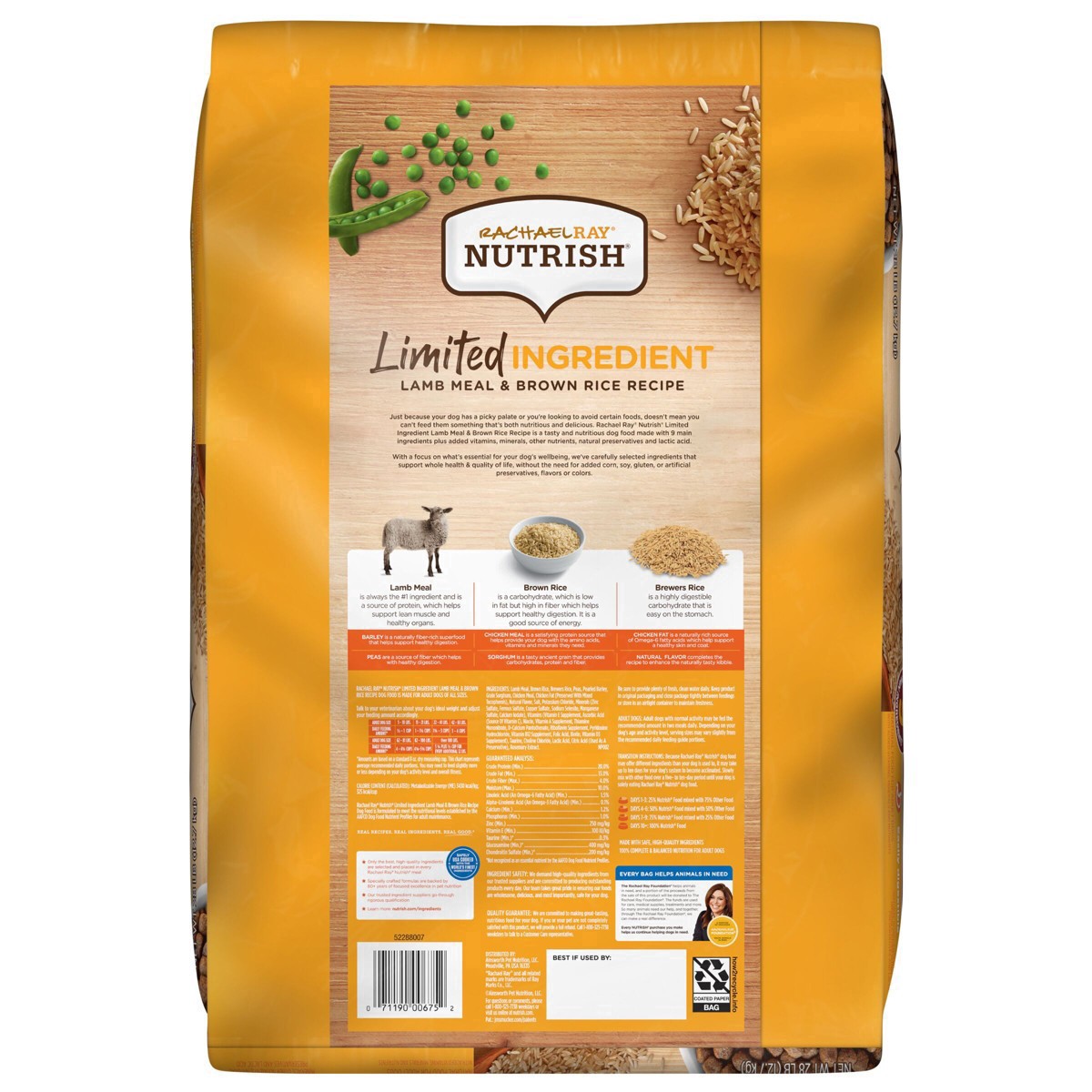 slide 12 of 18, Rachael Ray Nutrish Limited Ingredient Dog Food, Lamb Meal & Brown Rice Recipe, 28 lb. Bag, 28 lb