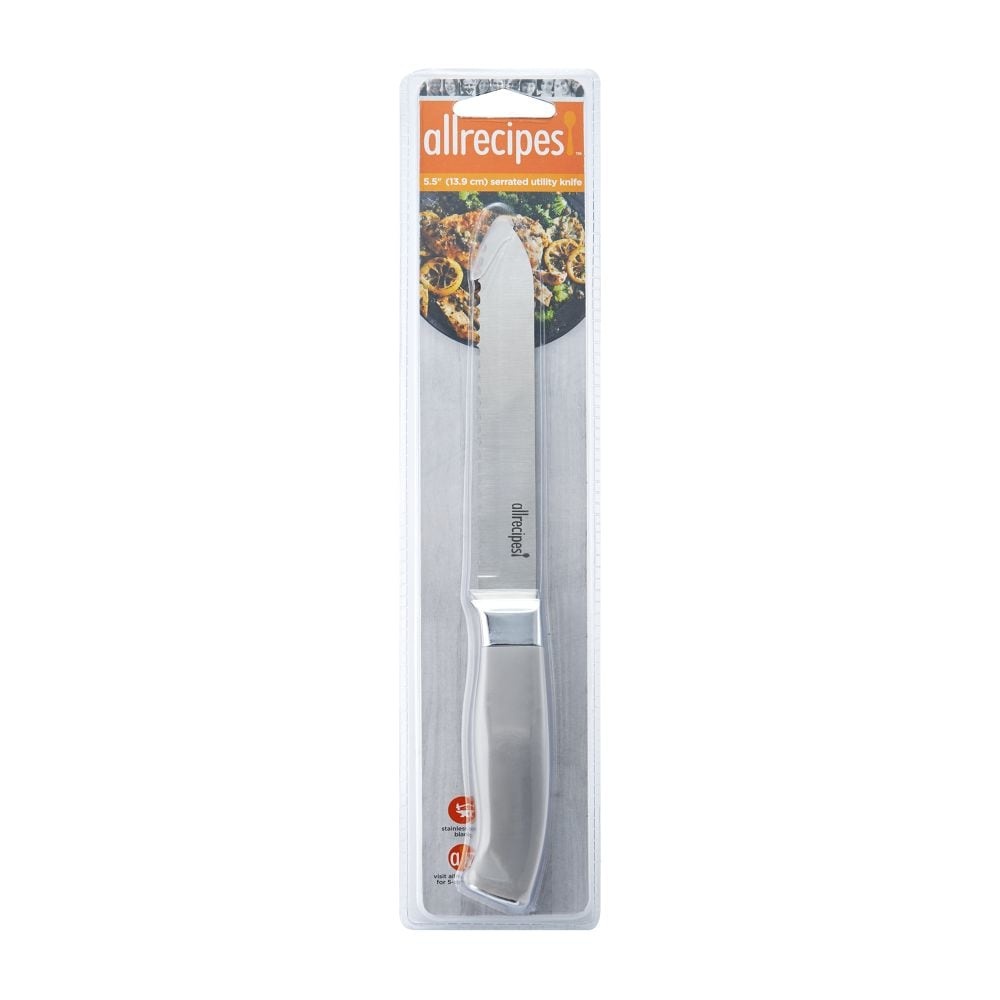 slide 1 of 1, Allrecipes Poly Serrated Utility Knife - Gray, 5.5 in