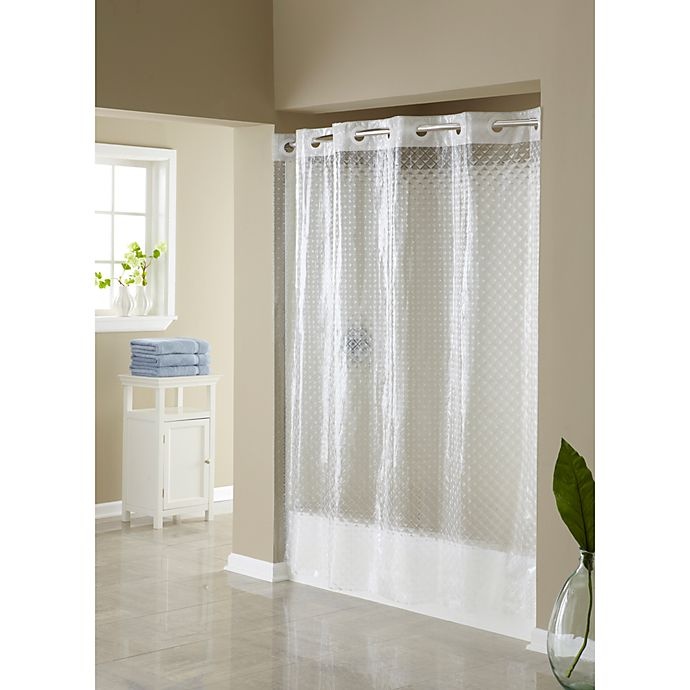 slide 1 of 1, Hookless 3D Diamond Shower Curtain, 71 in x 74 in