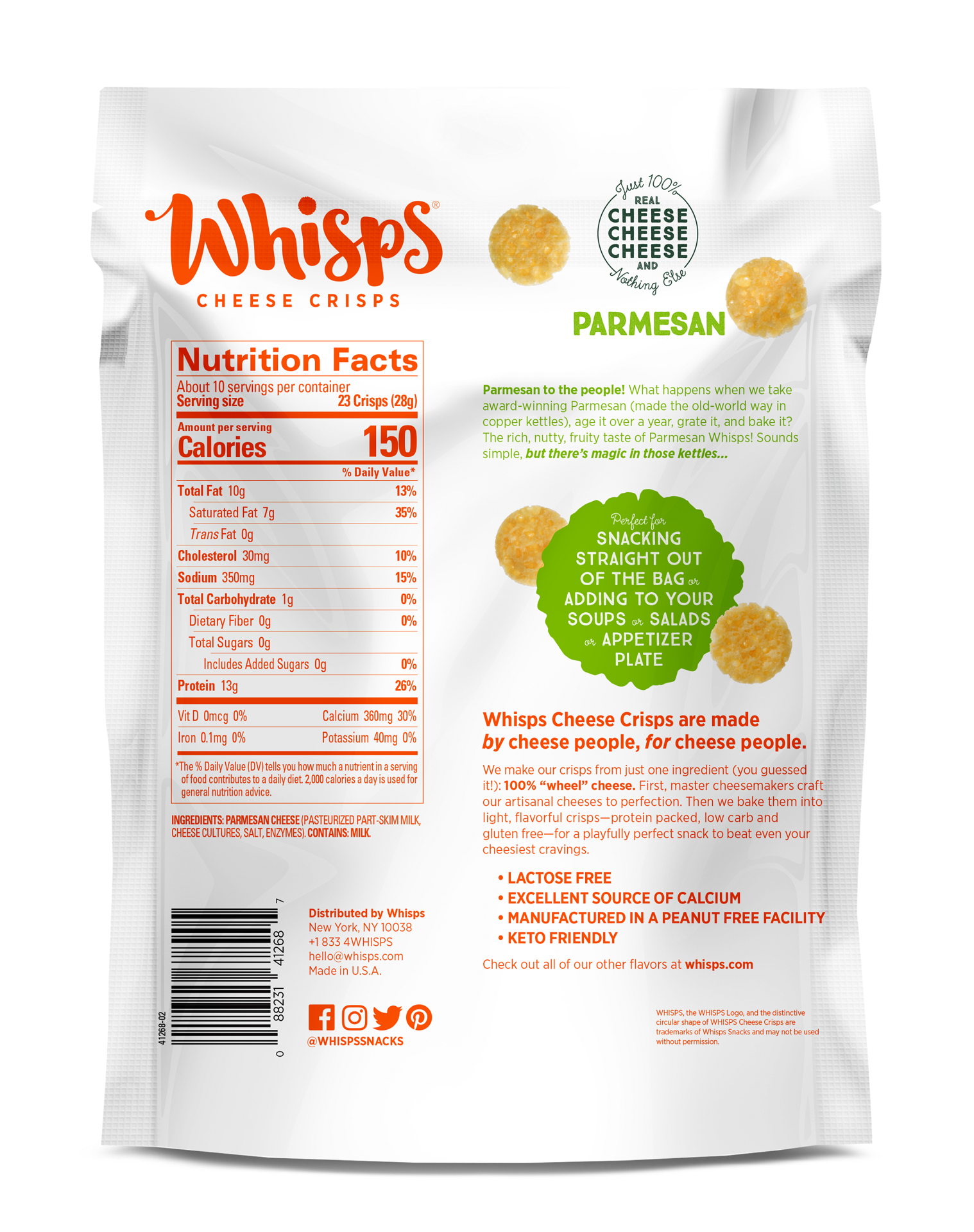 slide 2 of 2, Cello Whisps® Parmesan cheese crisps, 9.5 oz