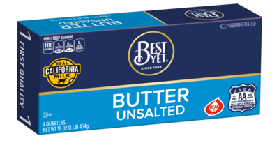slide 1 of 2, Best Yet Unsalted Butter Quarters, 16 oz