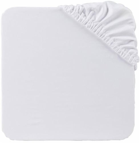 slide 1 of 1, Everyday Living Bright White Queen Fitted Sheet, 1 ct