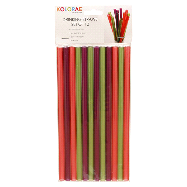 slide 1 of 1, Kolorae Plastic Drinking Straws, 12 ct