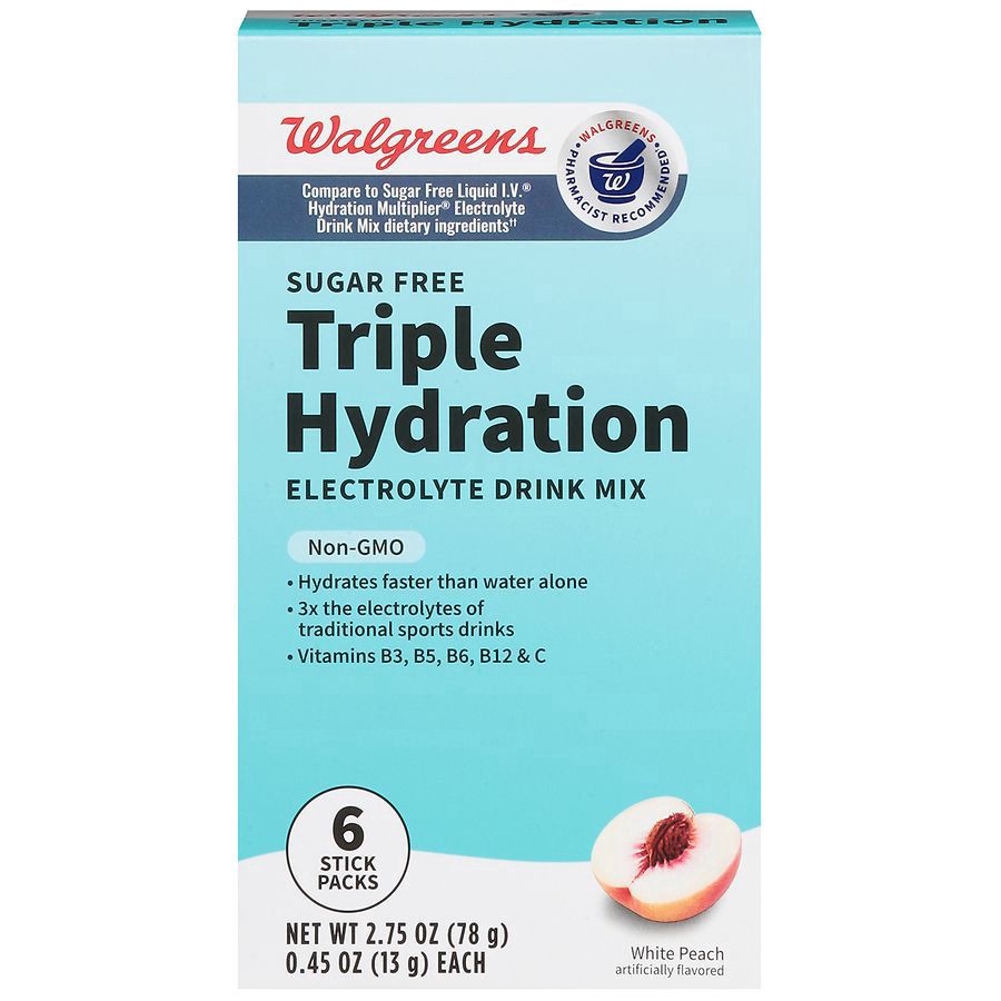 slide 1 of 5, Walgreens Electrolyte Drink Mix White Peach, 0.45 oz x 6 ct