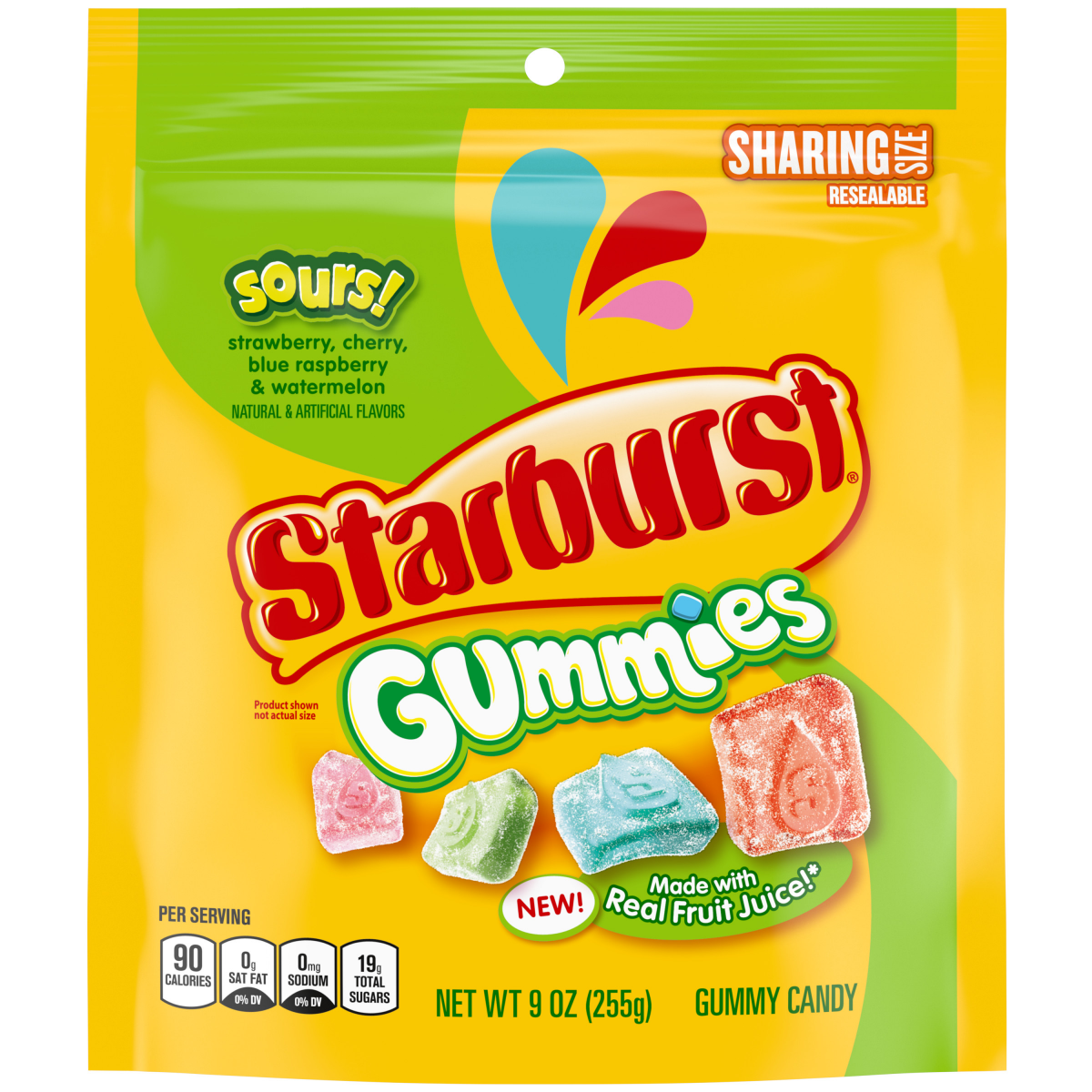 slide 1 of 29, STARBURST Gummies Sours Gummy Candy, Sharing Size Resealable Bag, 9 oz