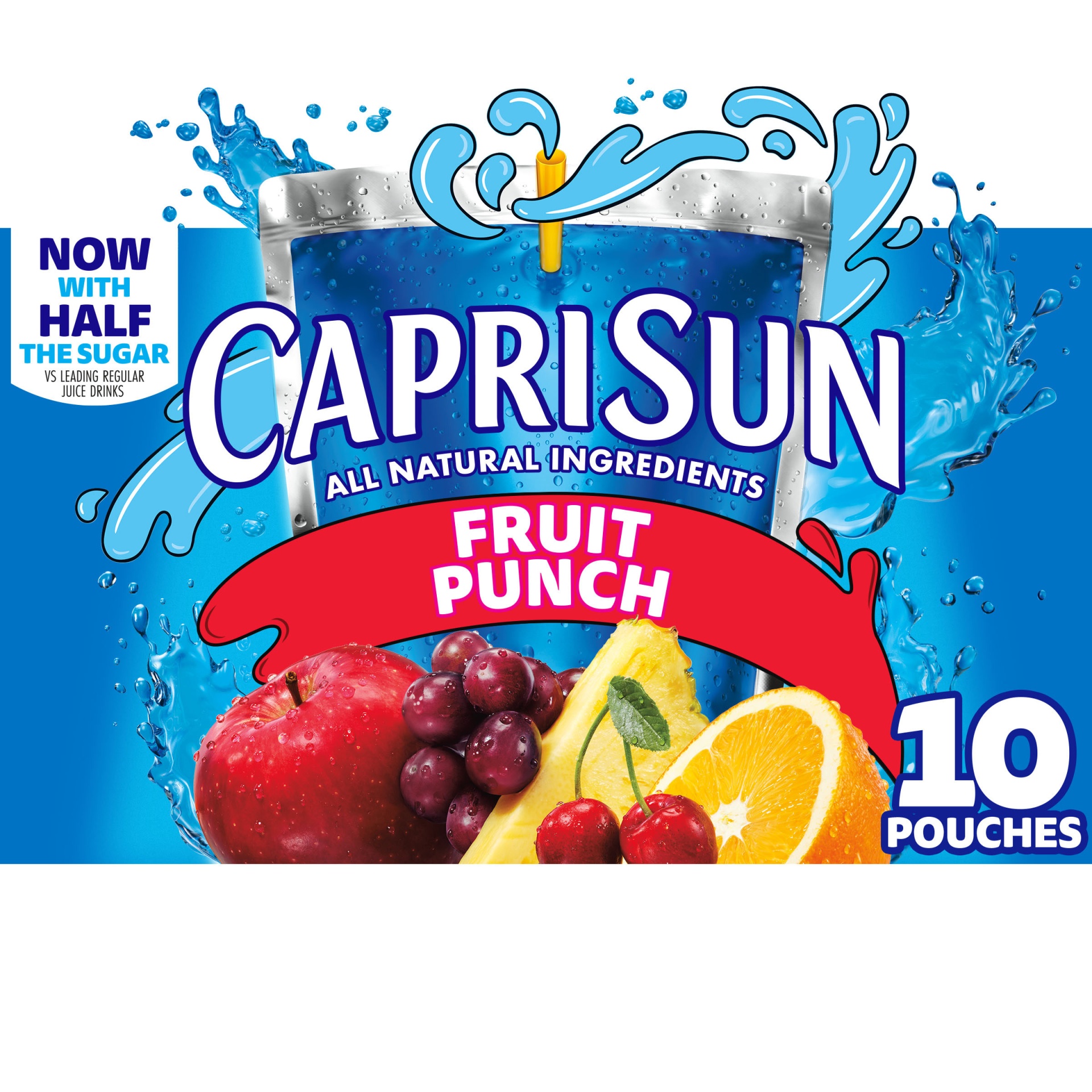 slide 1 of 7, Capri Sun Fruit Punch Flavored Juice Drink Blend Pouches, 10 ct; 6 fl oz