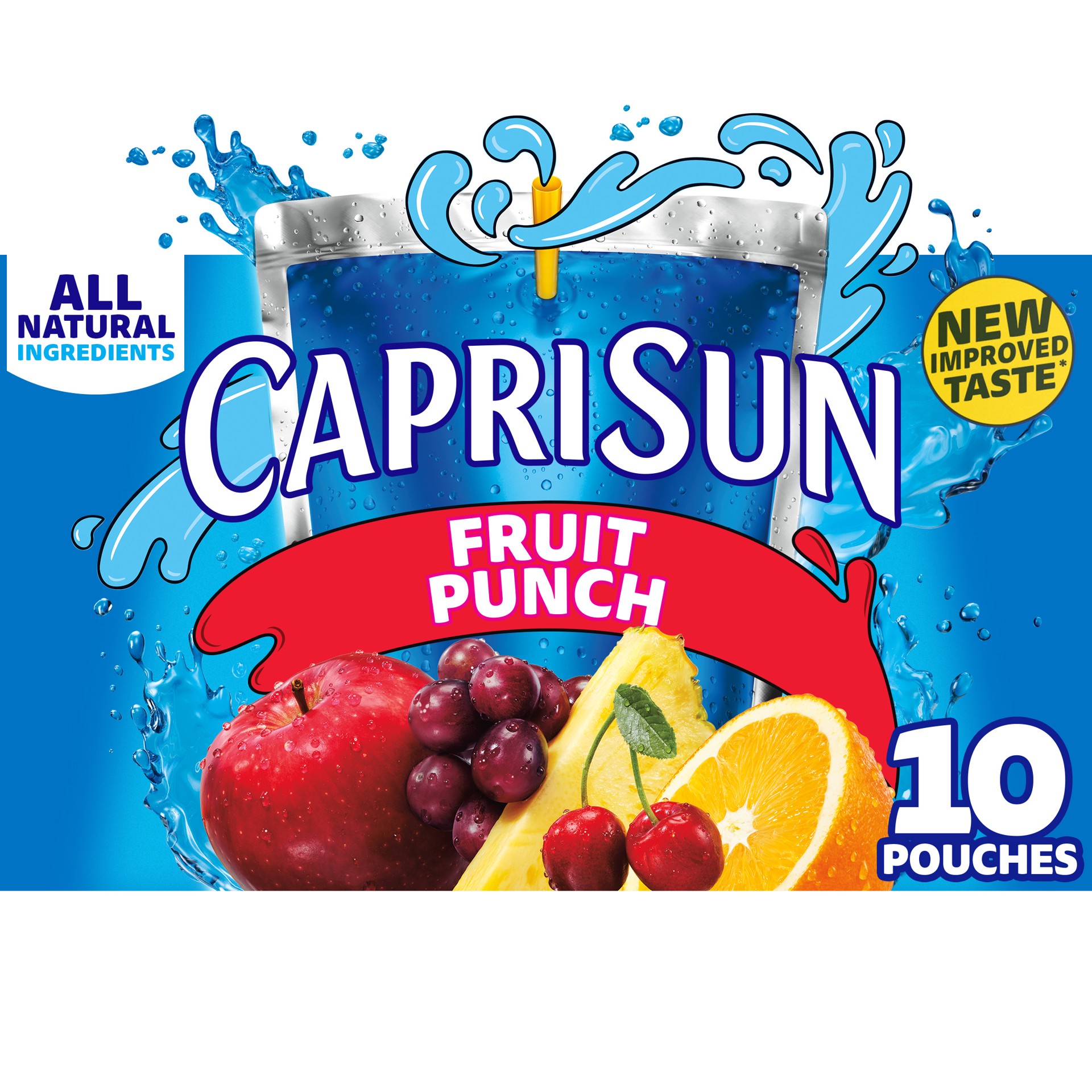 slide 1 of 5, Capri Sun Fruit Punch Flavored with other natural flavor Juice Drink Blend, 10 ct Box, 6 fl oz Pouches, 10 ct