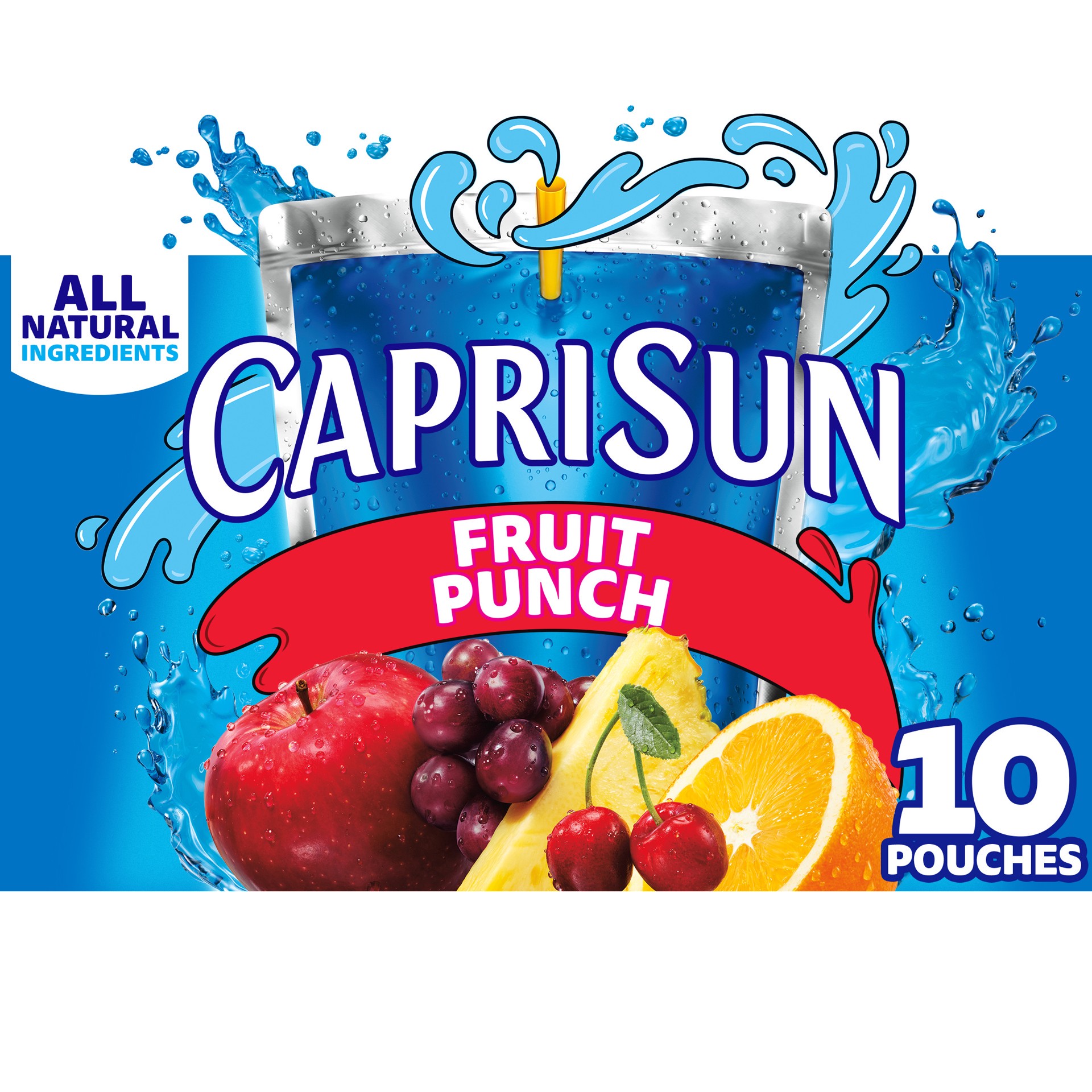 slide 1 of 5, Capri Sun Fruit Punch Flavored with other natural flavor Juice Drink Blend, 10 ct Box, 6 fl oz Pouches, 10 ct