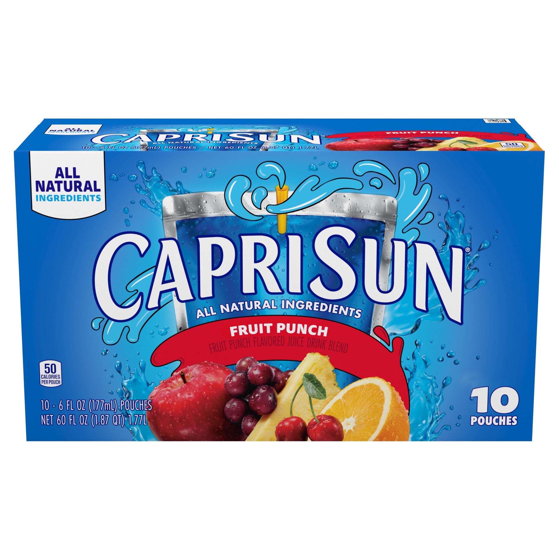 slide 1 of 5, Capri Sun Fruit Punch Flavored with other natural flavor Juice Drink Blend, 10 ct Box, 6 fl oz Pouches, 10 ct