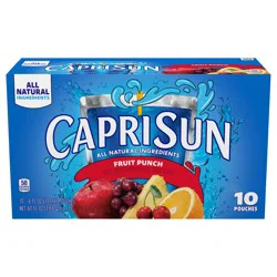 Capri Sun Fruit Punch Flavored with other natural flavor Juice Drink Blend, 10 ct Box, 6 fl oz Pouches