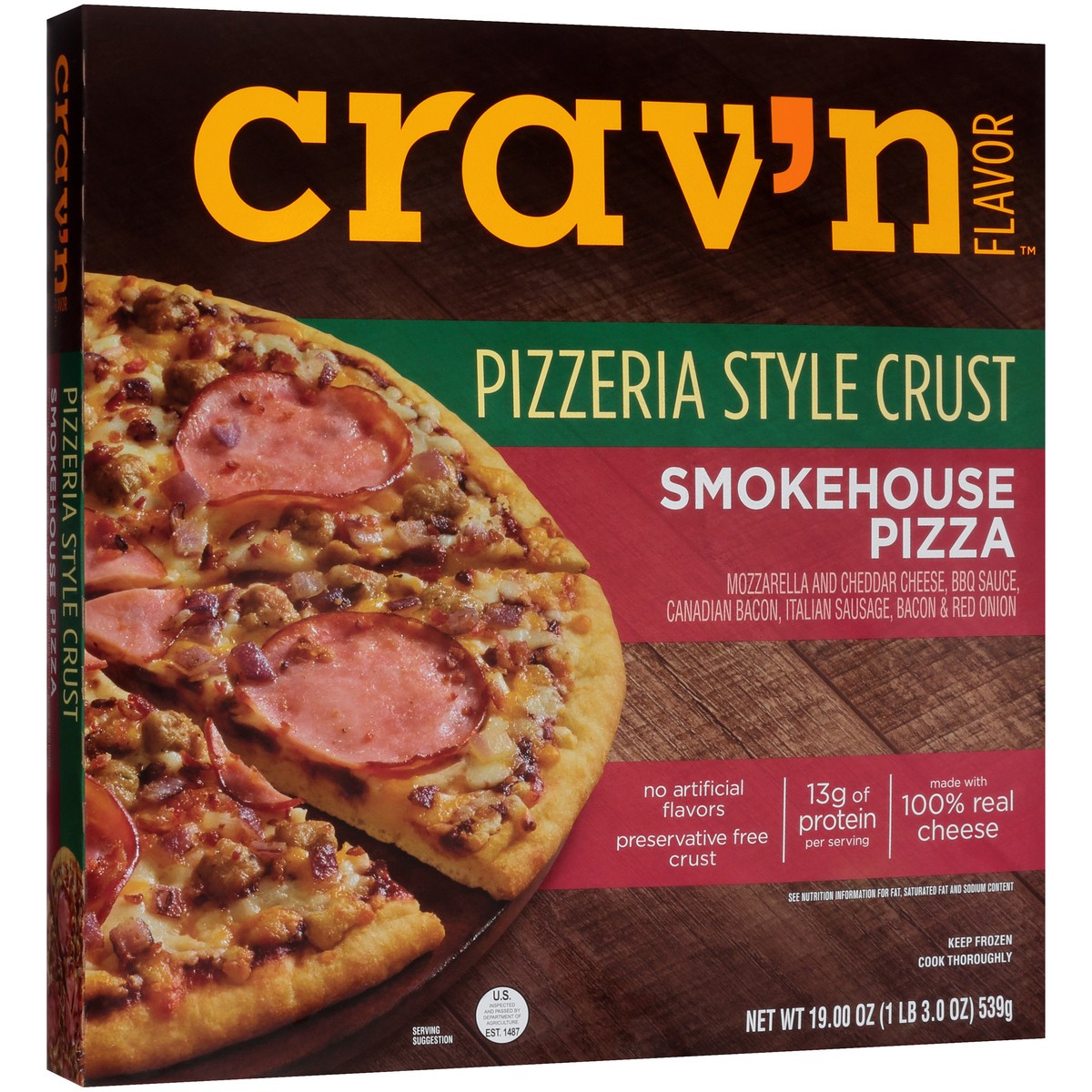 slide 7 of 10, Crav'n Flavor Smokehouse Pizzeria Style Pizza, 19 oz