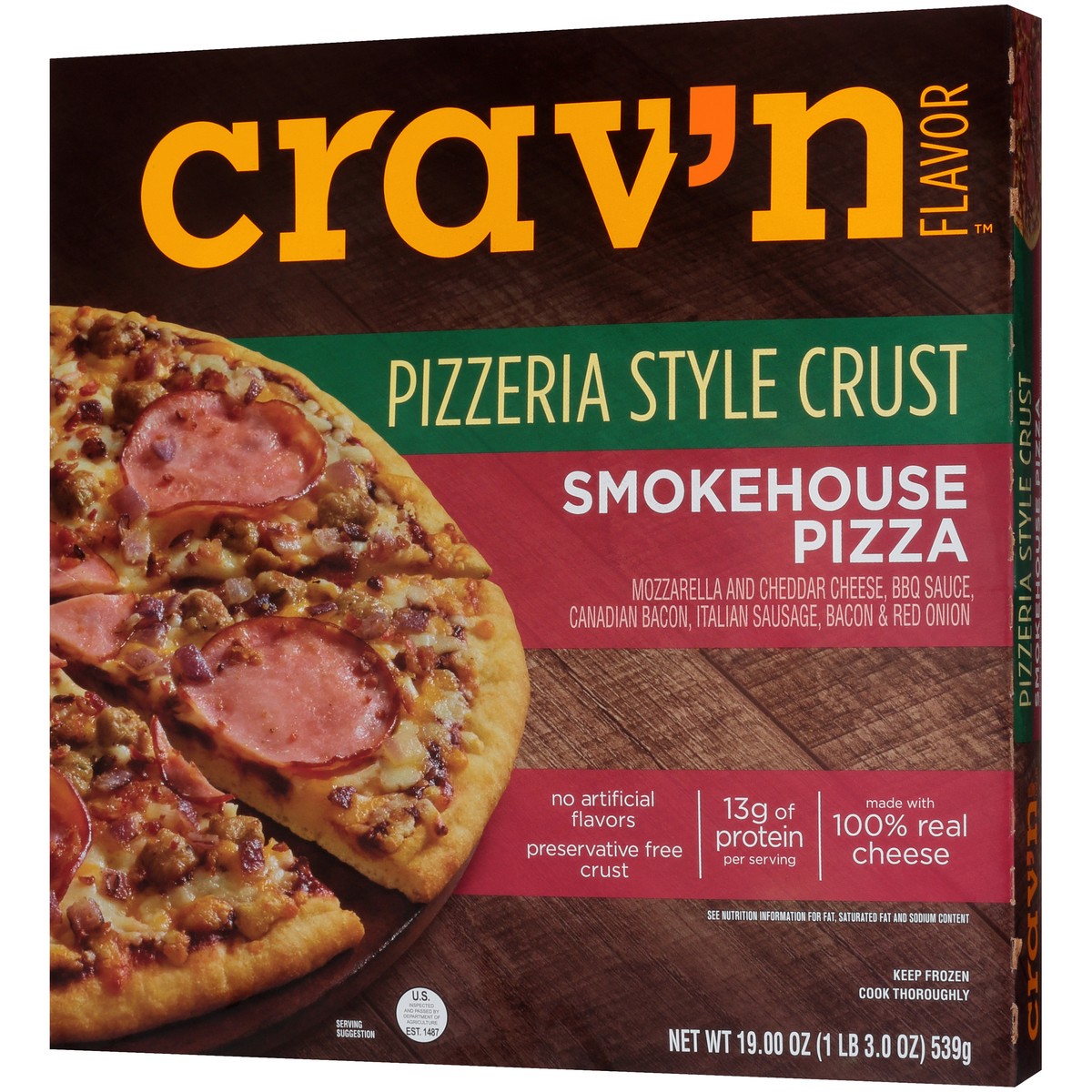 slide 10 of 10, Crav'n Flavor Smokehouse Pizzeria Style Pizza, 19 oz