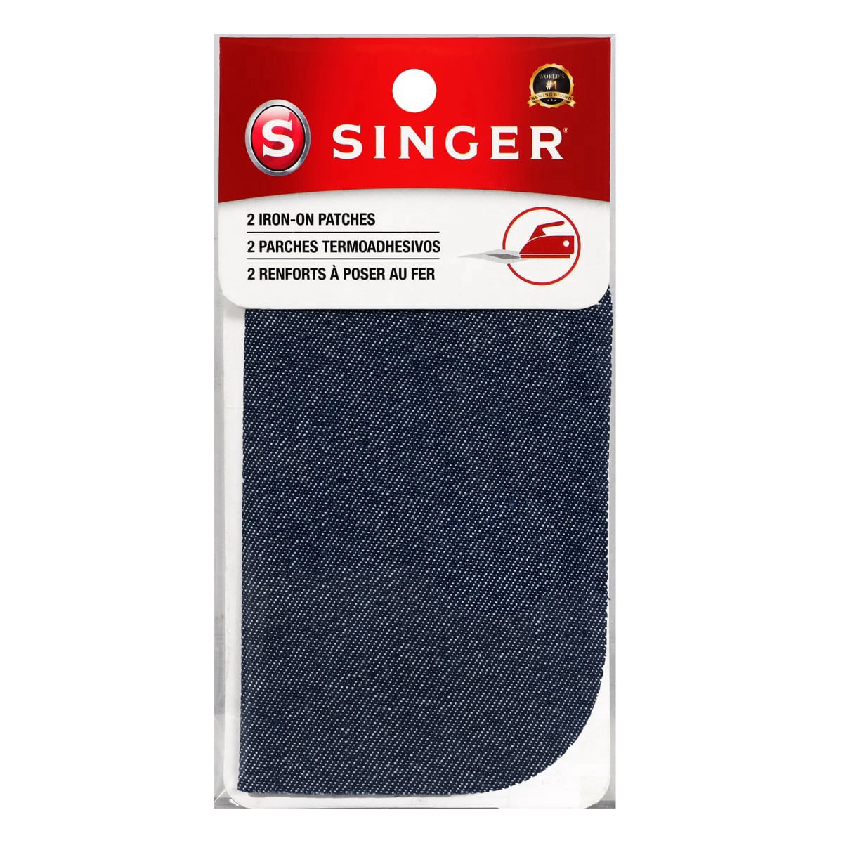 slide 1 of 7, SINGER Fabric Iron-On Denim Patches - 5" x 5", 2 ct