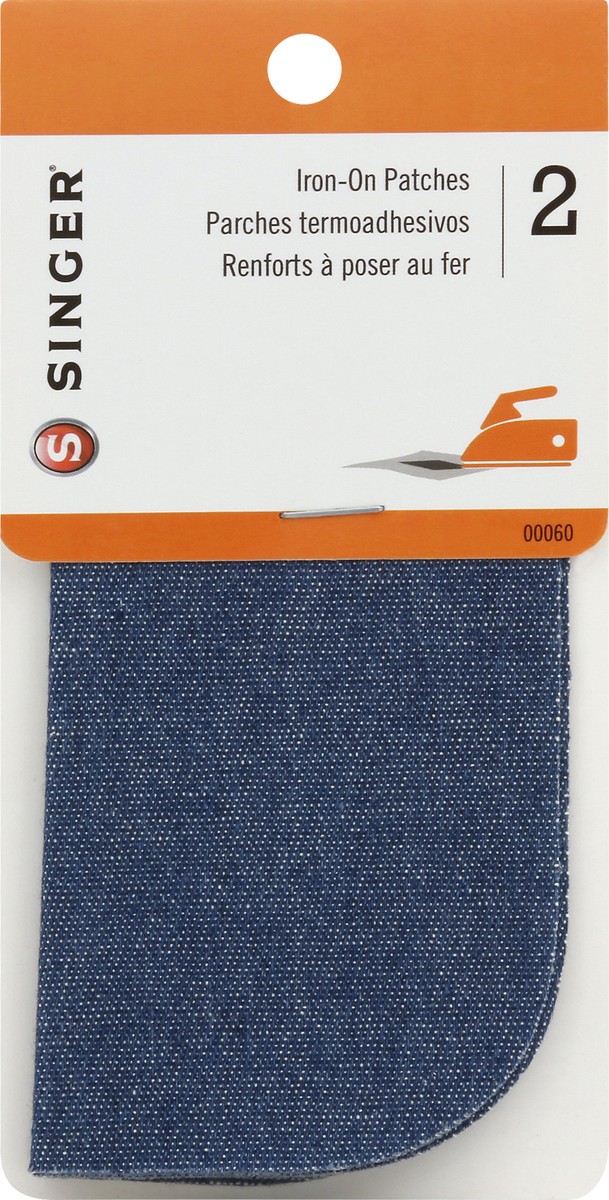 slide 2 of 7, SINGER Fabric Iron-On Denim Patches - 5" x 5", 2 ct