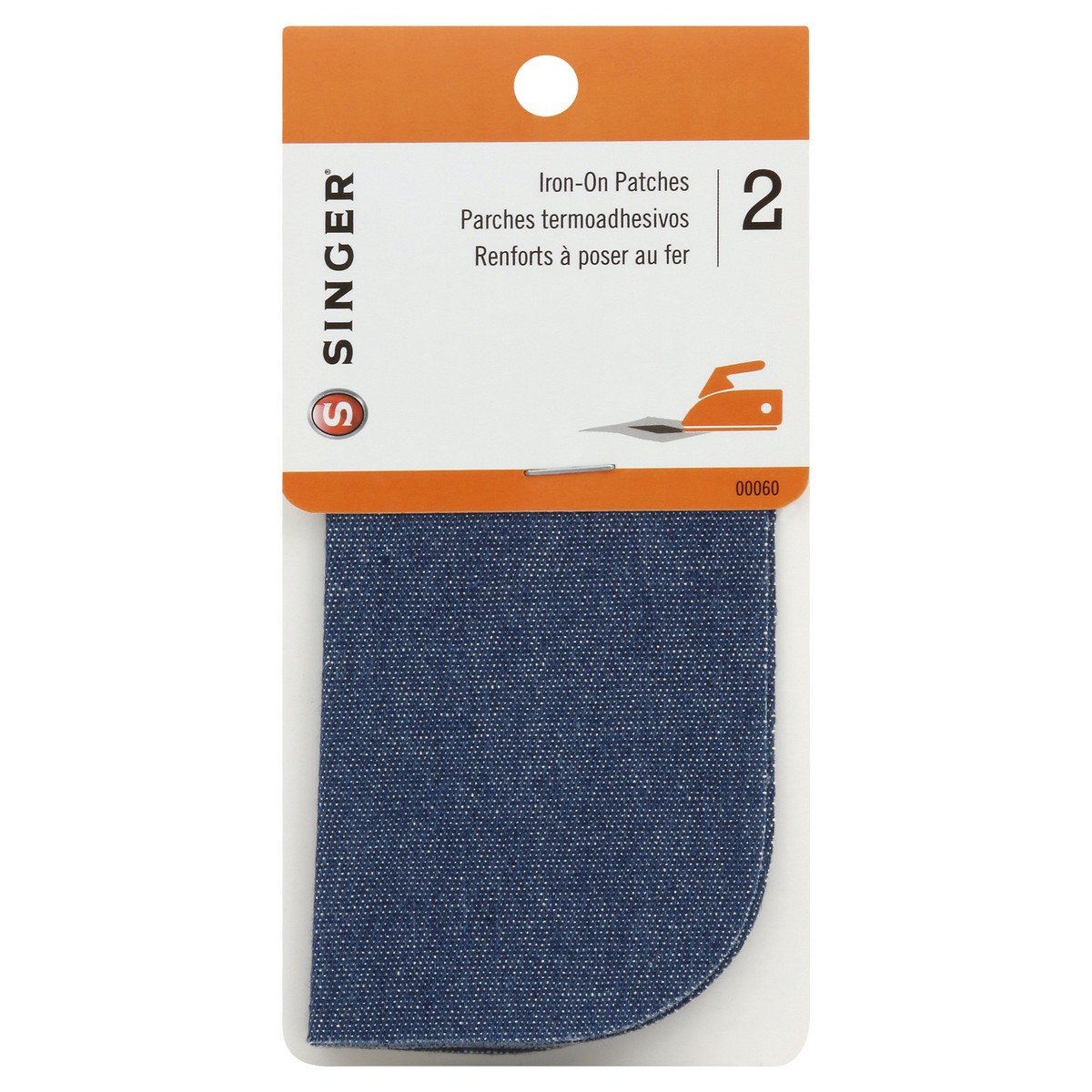 slide 4 of 7, SINGER Fabric Iron-On Denim Patches - 5" x 5", 2 ct
