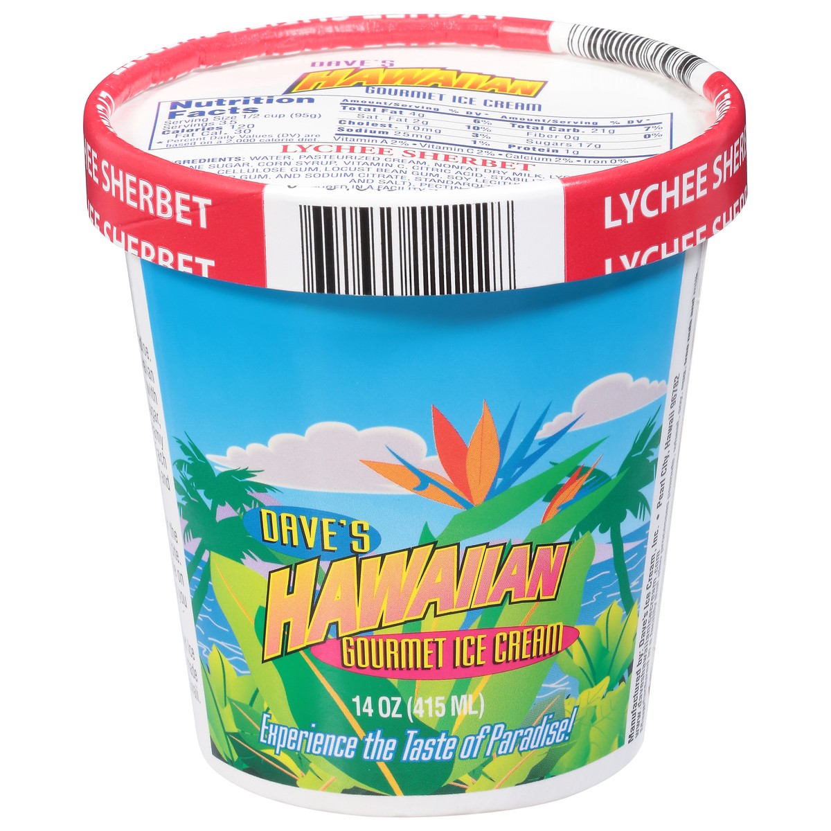 slide 1 of 9, Dave's Hawaiian Gourmet Ice Cream Gourmet Lychee Sherbet Ice Cream 14 oz, 14 fl oz