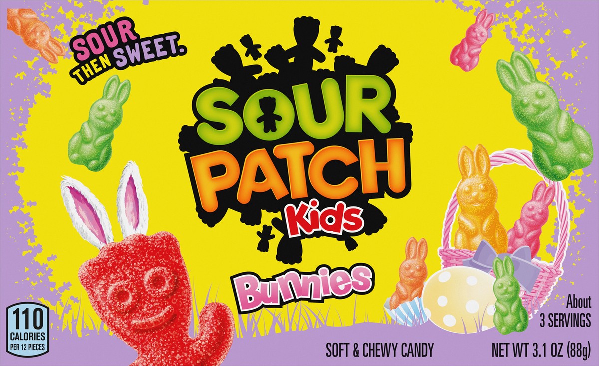 slide 4 of 9, SOUR PATCH KIDS Bunnies Soft & Chewy Easter Candy, 3.1 oz, 3.1 oz