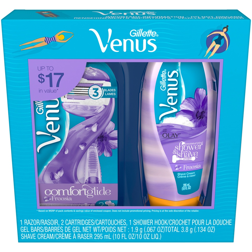 slide 1 of 8, Venus ComfortGlide Fressia Shave Gel & Razor Gift Set, 1 ct