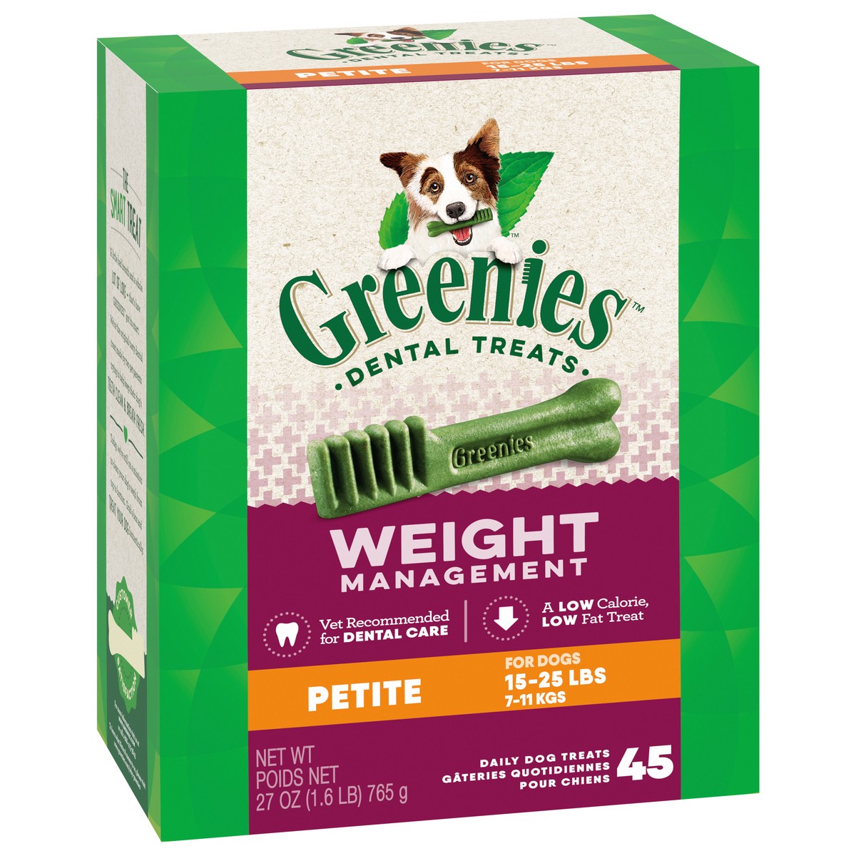 slide 2 of 13, Greenies Petite (15-25 lbs) Weight Management Dental Daily Dog Treats 45 ea, 45 ct