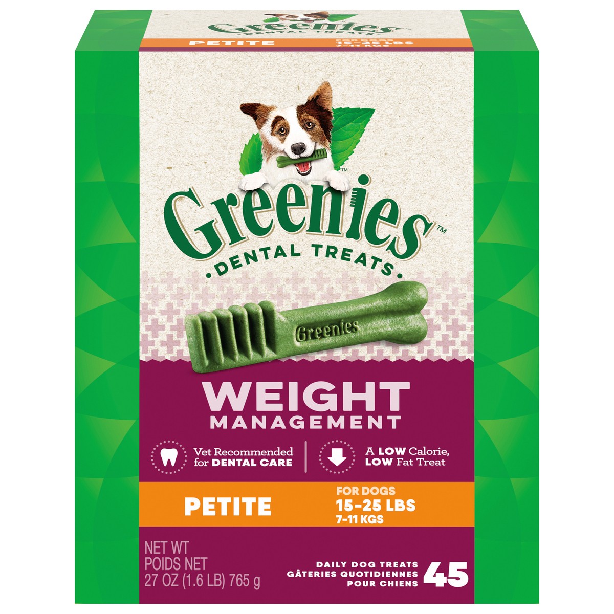 slide 6 of 13, Greenies Petite (15-25 lbs) Weight Management Dental Daily Dog Treats 45 ea, 45 ct