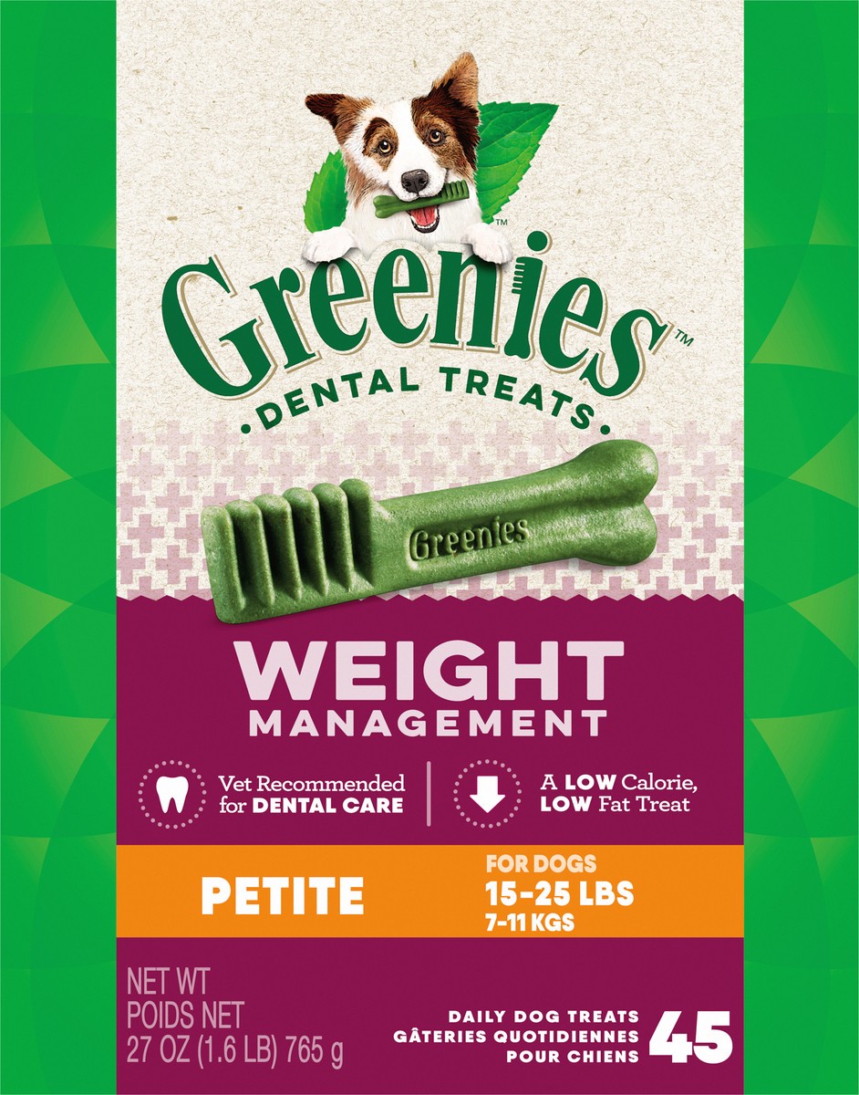 slide 1 of 13, Greenies Petite (15-25 lbs) Weight Management Dental Daily Dog Treats 45 ea, 45 ct