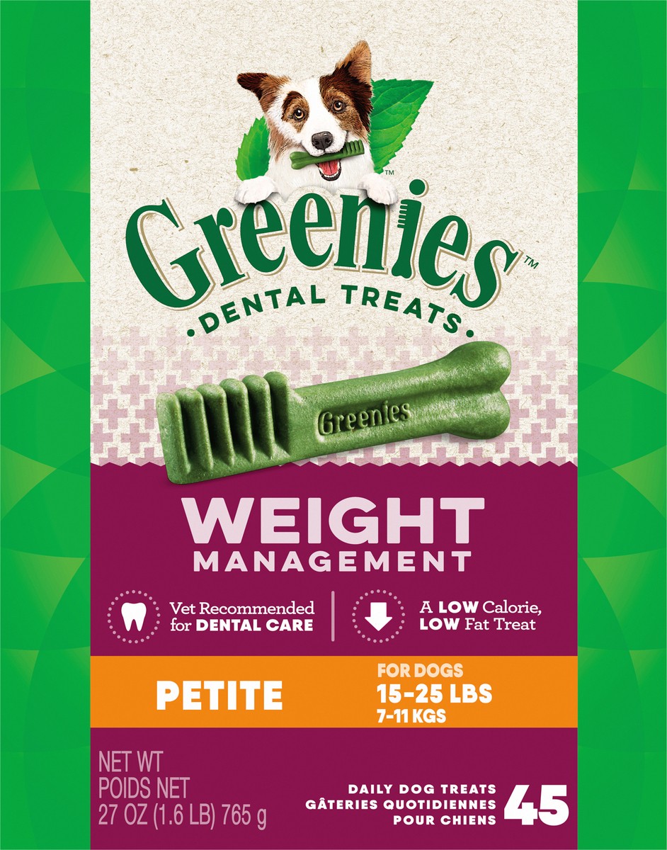 slide 12 of 13, Greenies Petite (15-25 lbs) Weight Management Dental Daily Dog Treats 45 ea, 45 ct