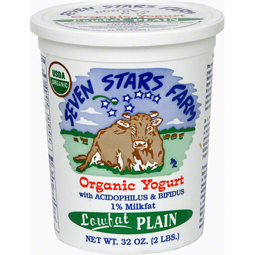 slide 1 of 1, Seven Stars Farm Low Fat Plain Organic Yogurt, 32 fl oz