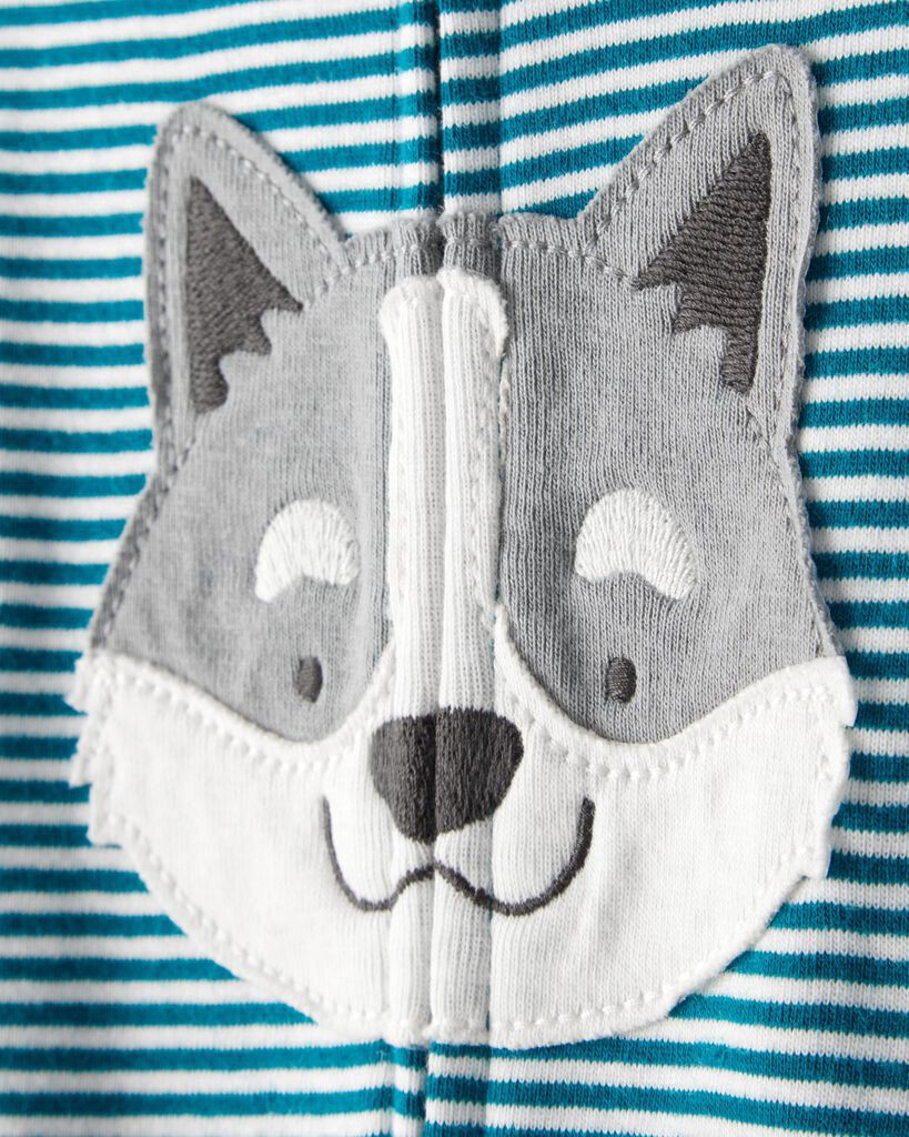 slide 3 of 4, Carter's Carters Baby Boy Dog Striped 100% Cotton Snug Fit 2-Way Zip 1-Piece Pajamas - Blue Multi 24M, 1 ct