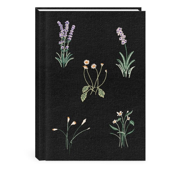 slide 1 of 2, Punch Studio Embroidered Canvas Journal, 6"" X 8-1/2"", Legal Rule, 192 Pages, 50% Recycled, Floral Black, 1 ct
