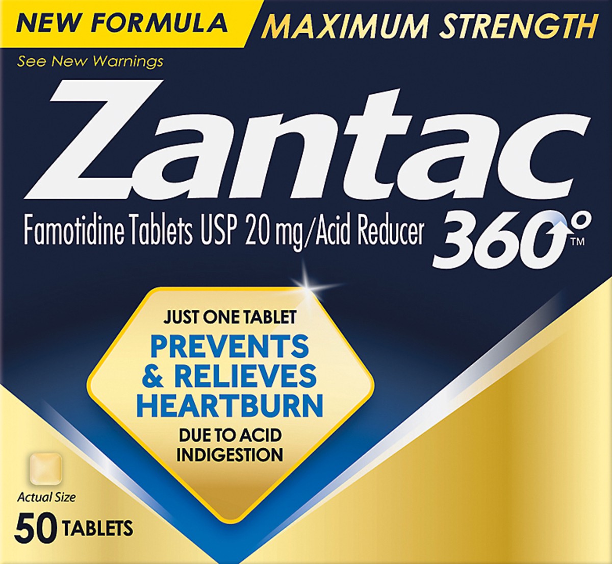 slide 1 of 1, Zantac 360 Tablets 20 mg Maximum Strength Acid Reducer 50 ea, 50 ct