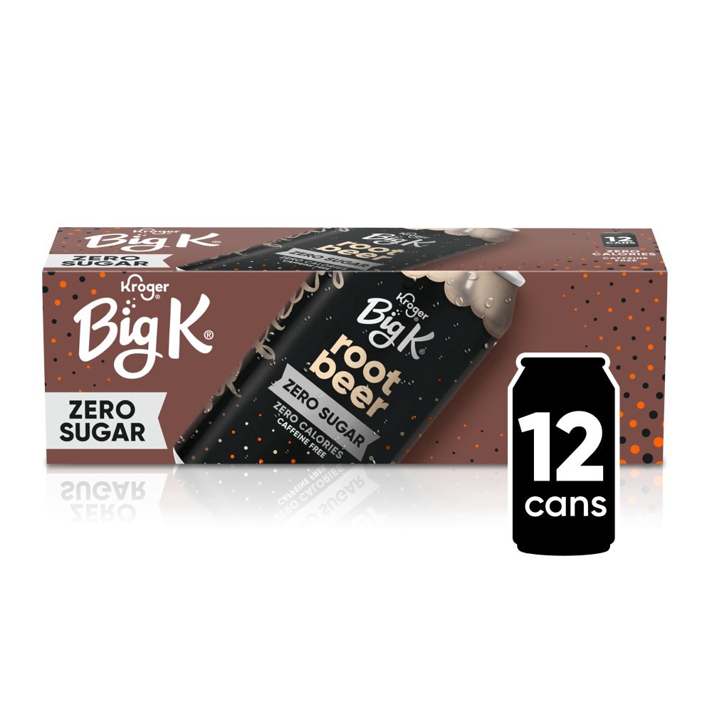 slide 1 of 5, Big K Caffeine Free Zero Sugar Root Beer Soda - 12 ct; 12 fl oz, 12 ct; 12 fl oz