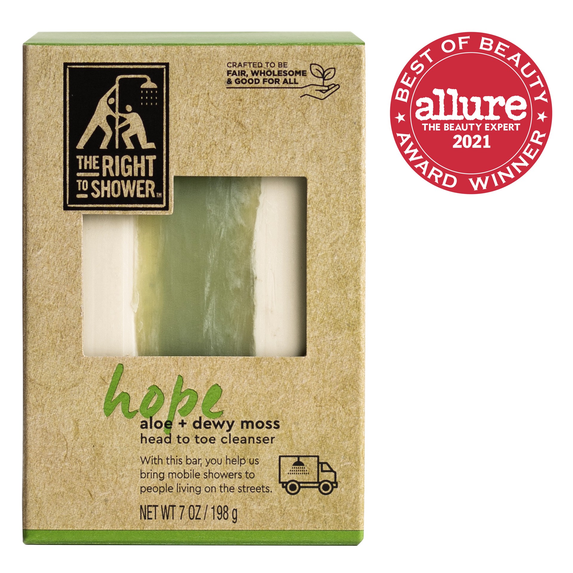 slide 1 of 4, The Right To Shower Hope Shampoo Bar & Bar Soap Aloe and Dewy Moss, 7 oz, 7 oz