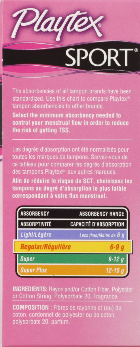 slide 3 of 6, Playtex Sport Fresh Scent Plastic Tampons Regular Absorbency, 18 ct