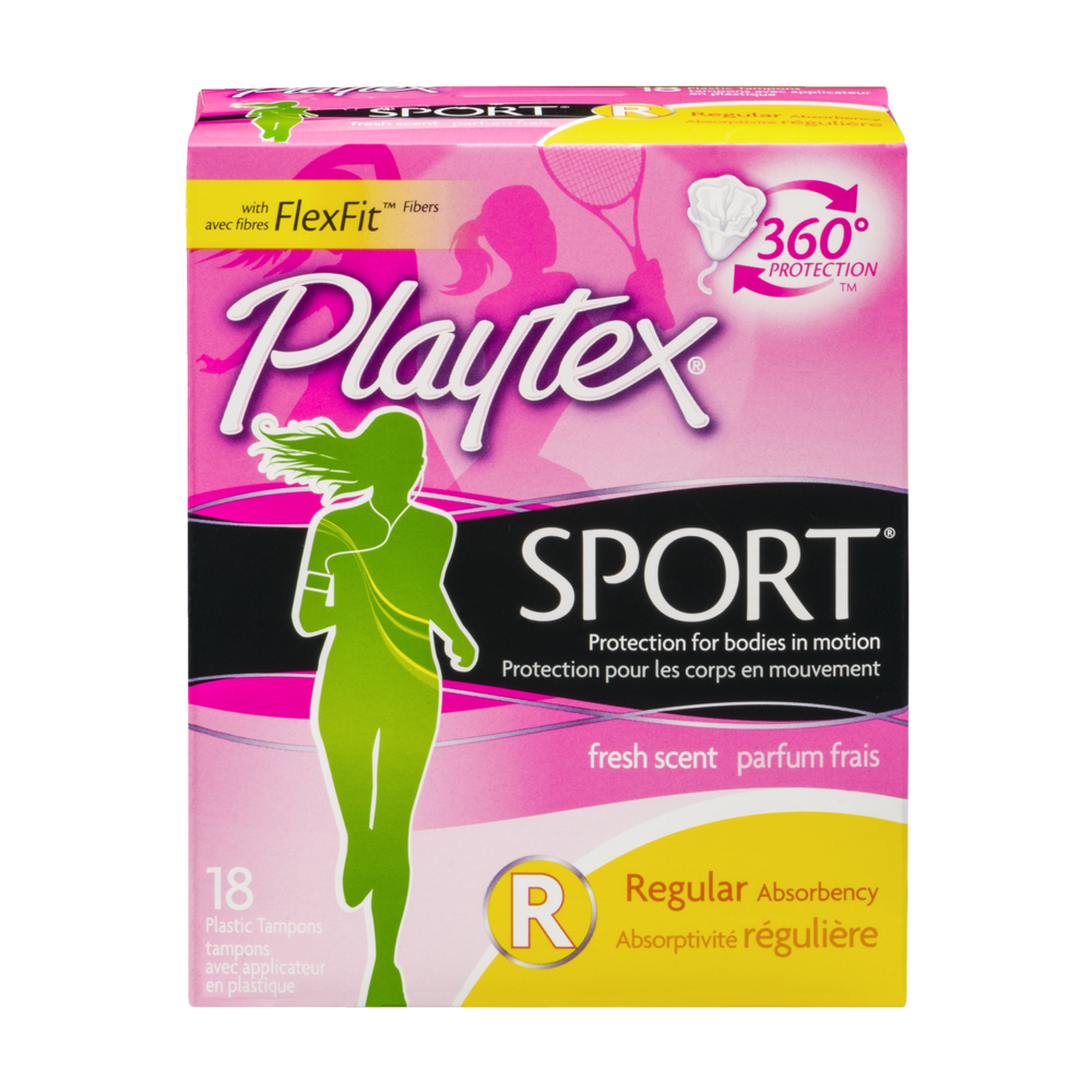 slide 1 of 6, Playtex Sport Fresh Scent Plastic Tampons Regular Absorbency, 18 ct