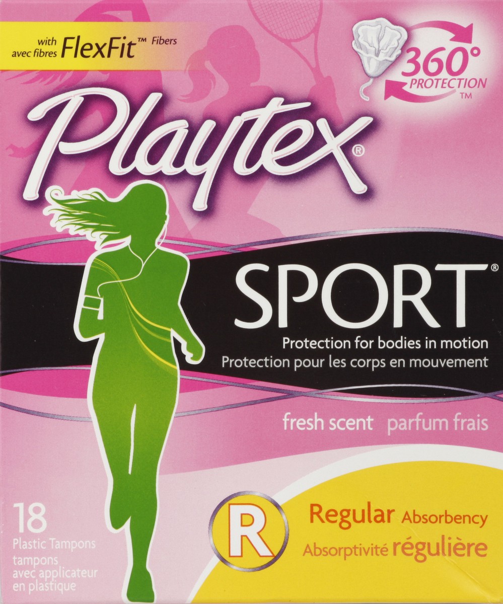 slide 5 of 6, Playtex Sport Fresh Scent Plastic Tampons Regular Absorbency, 18 ct