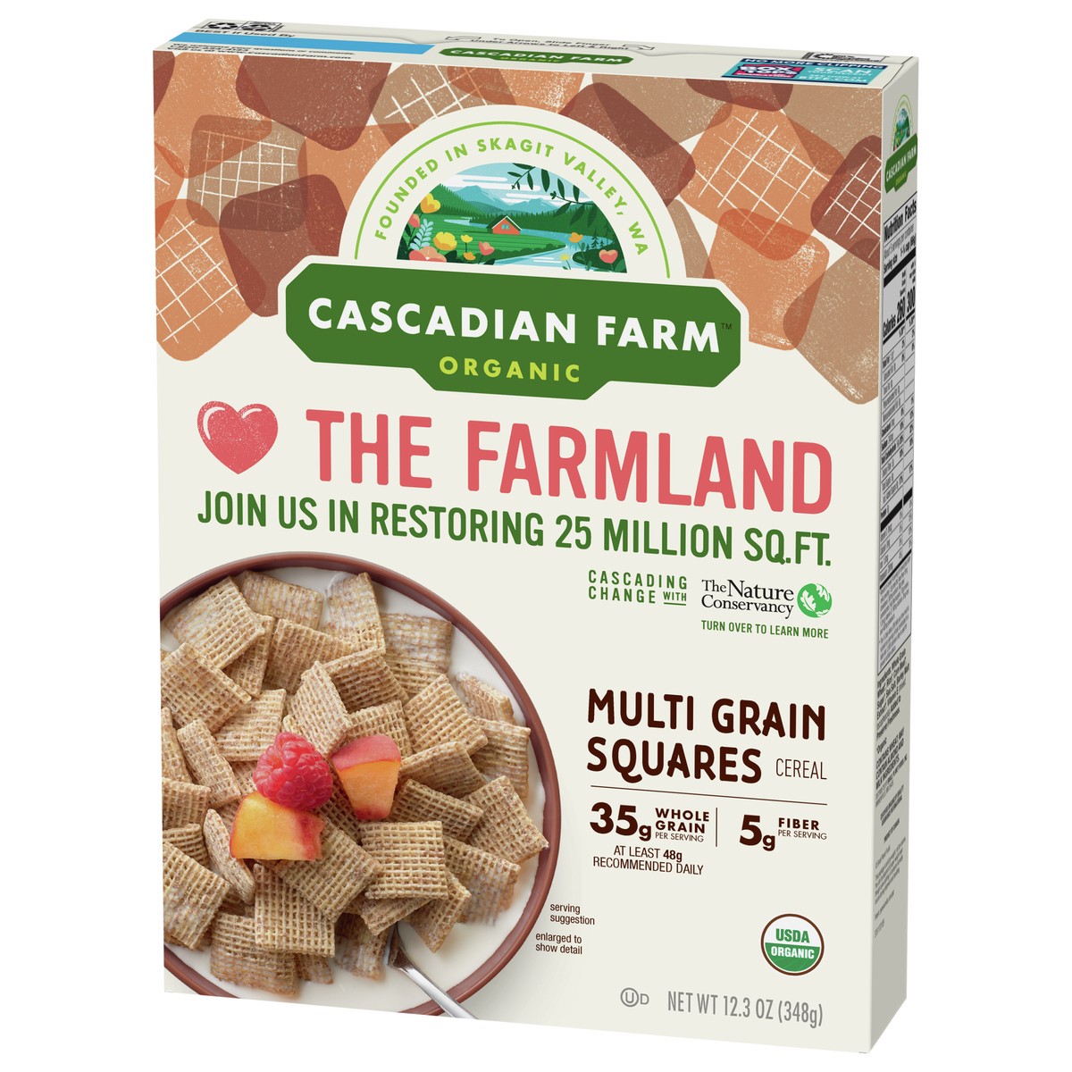 slide 3 of 9, Cascadian Farm Organic Multi Grain Squares Cereal, 12.3 oz., 12.3 oz