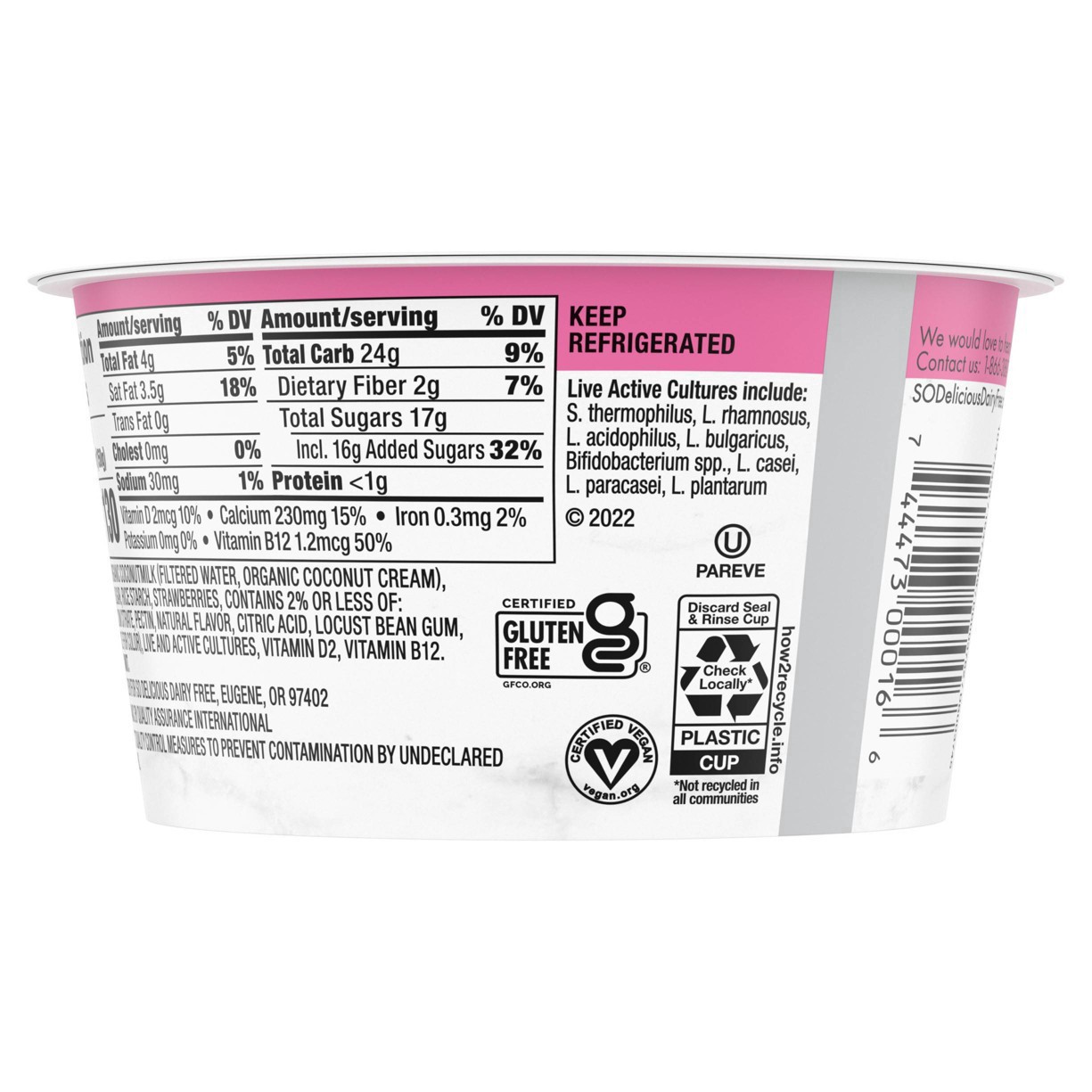 slide 55 of 56, So Delicious Dairy Free Strawberry Banana Coconut Milk Yogurt - 5.3oz Cup, 5.3 oz