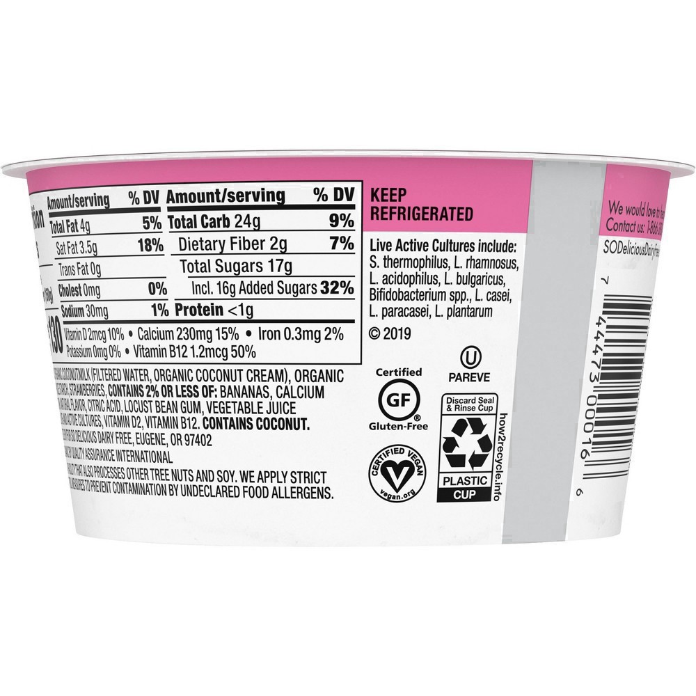 slide 11 of 56, So Delicious Dairy Free Strawberry Banana Coconut Milk Yogurt - 5.3oz Cup, 5.3 oz