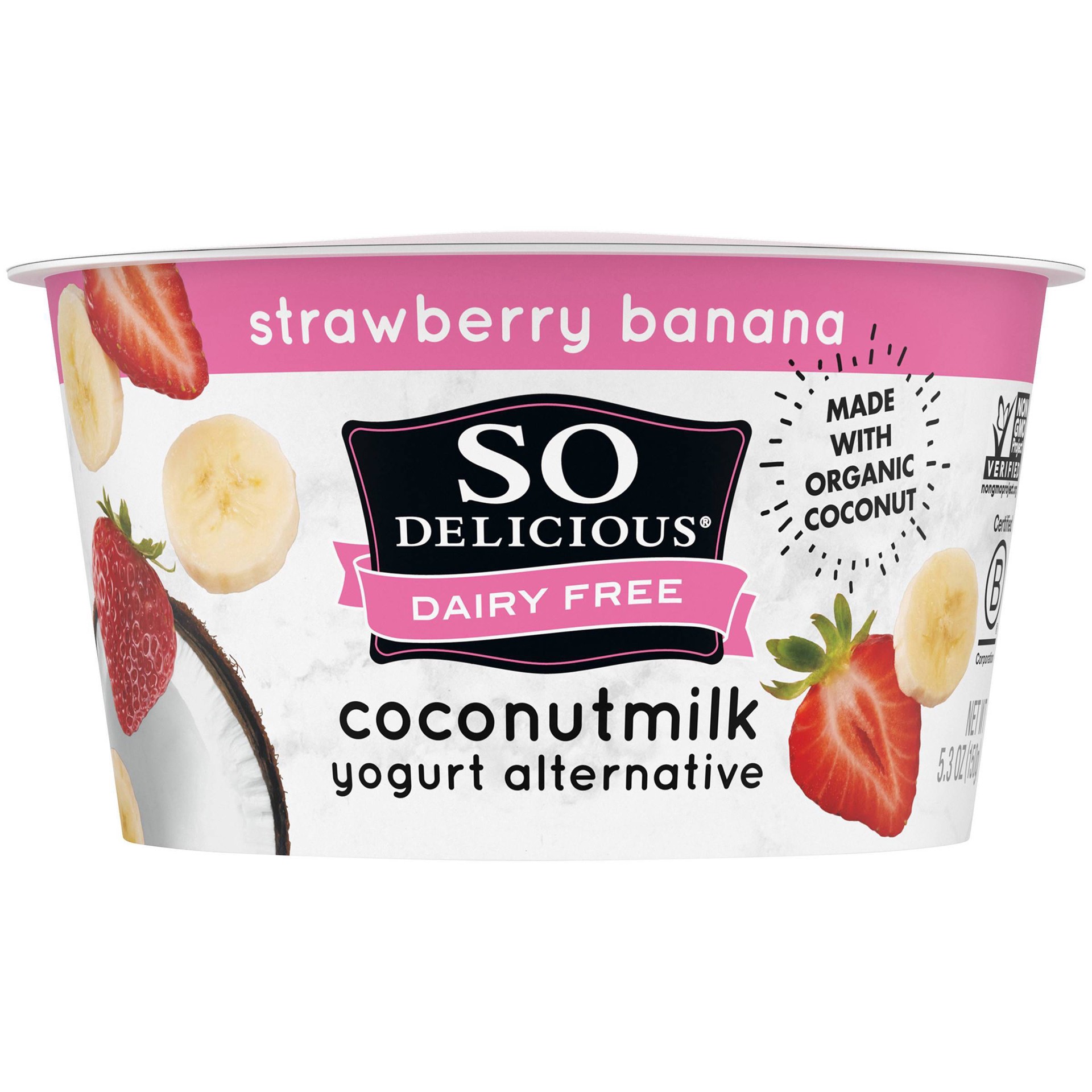 slide 1 of 56, So Delicious Dairy Free Strawberry Banana Coconut Milk Yogurt - 5.3oz Cup, 5.3 oz