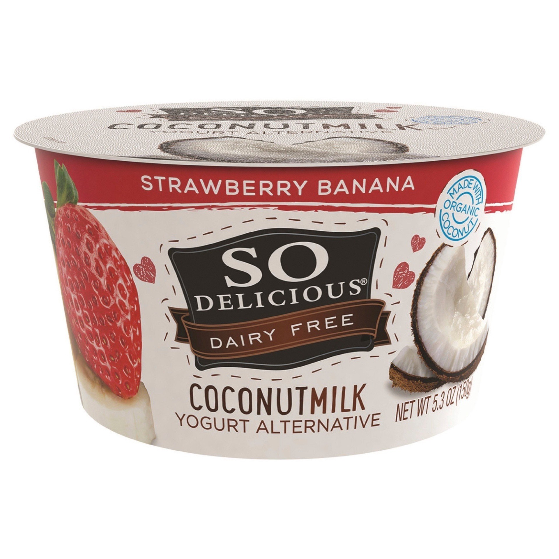 slide 1 of 56, So Delicious Dairy Free Strawberry Banana Coconut Milk Yogurt - 5.3oz Cup, 5.3 oz