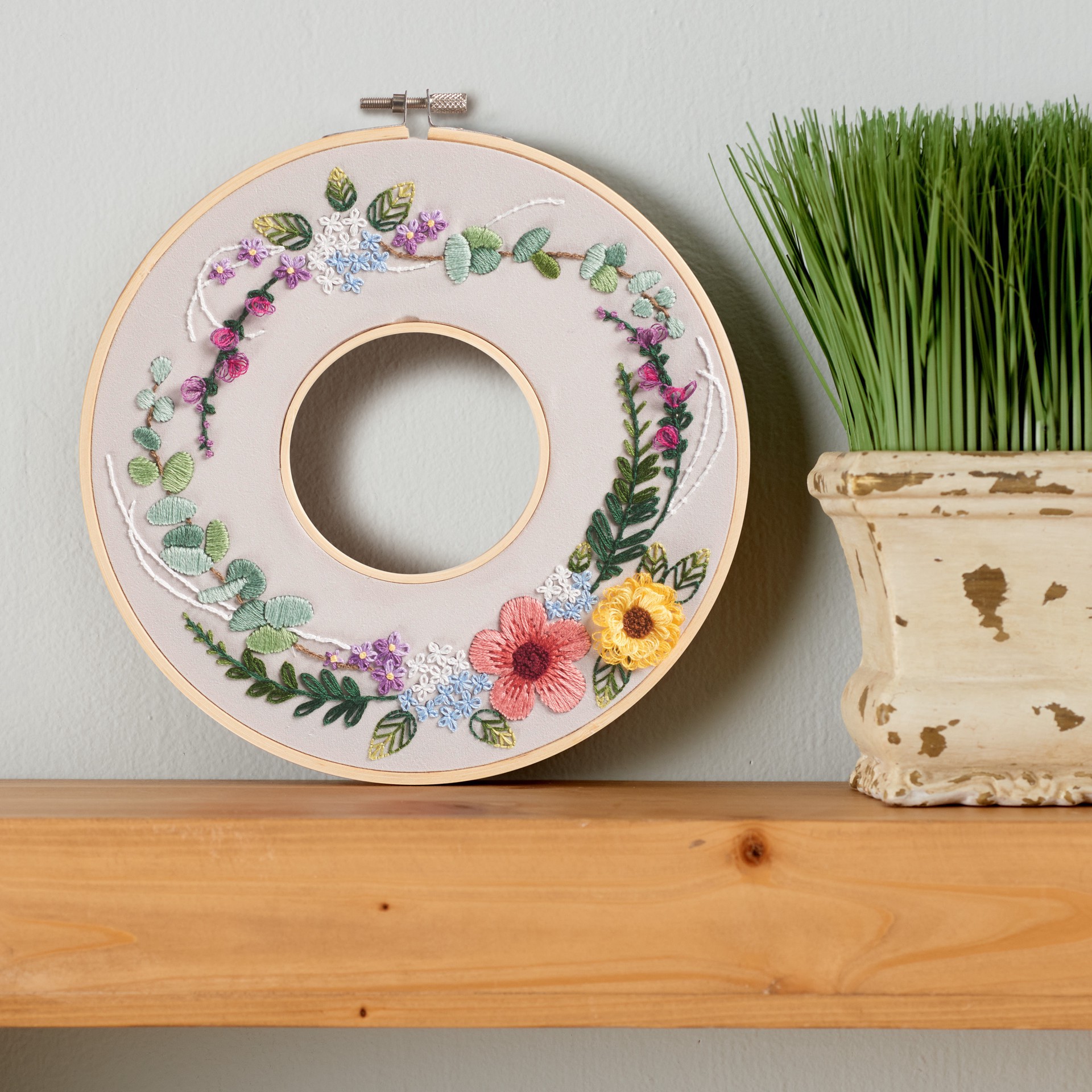 slide 4 of 5, 8" Floral Ring Embroidery Kit By Loops & Threads, 8 in