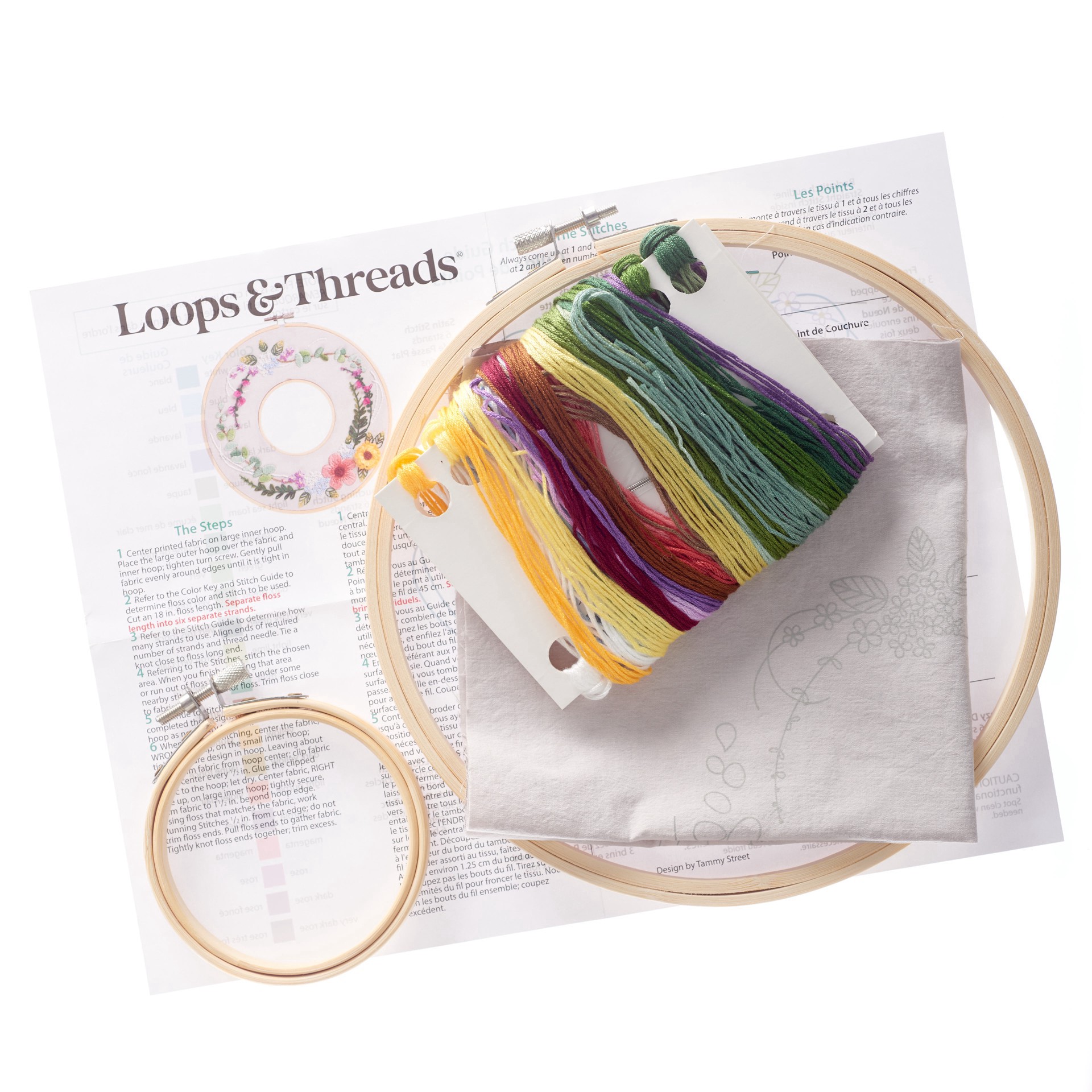 slide 3 of 5, 8" Floral Ring Embroidery Kit By Loops & Threads, 8 in