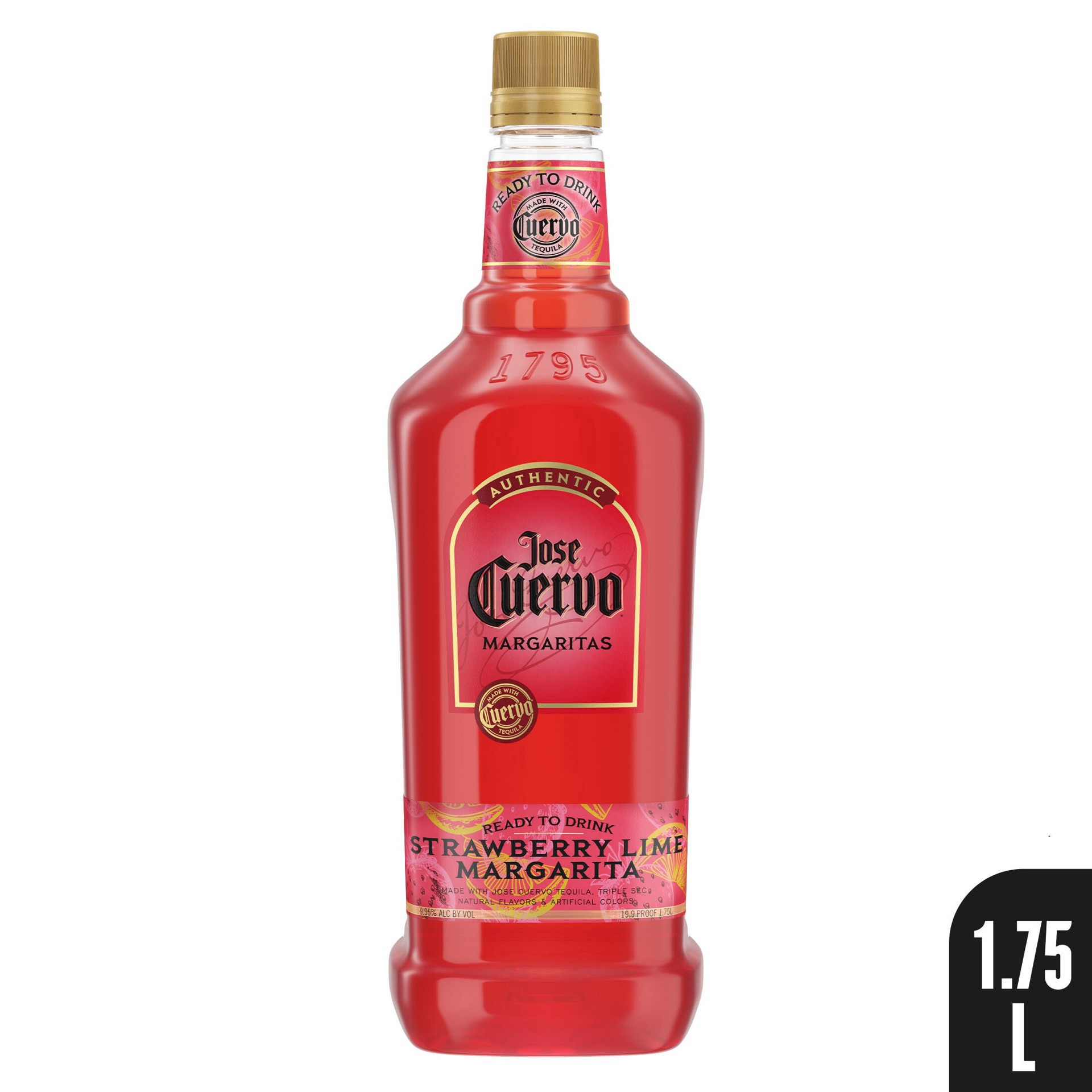 slide 8 of 9, Jose Cuervo Authentic Margarita Strawberry Lime Ready to Drink Cocktail - 1.75 L, 1.75 liter