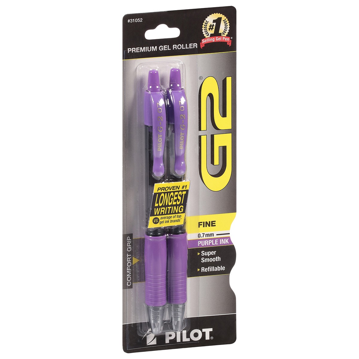 slide 3 of 9, Pilot Retractable Rolling Ball Gel Ink Pens, Purple Ink, Fine Point 2 pens, 2 ct