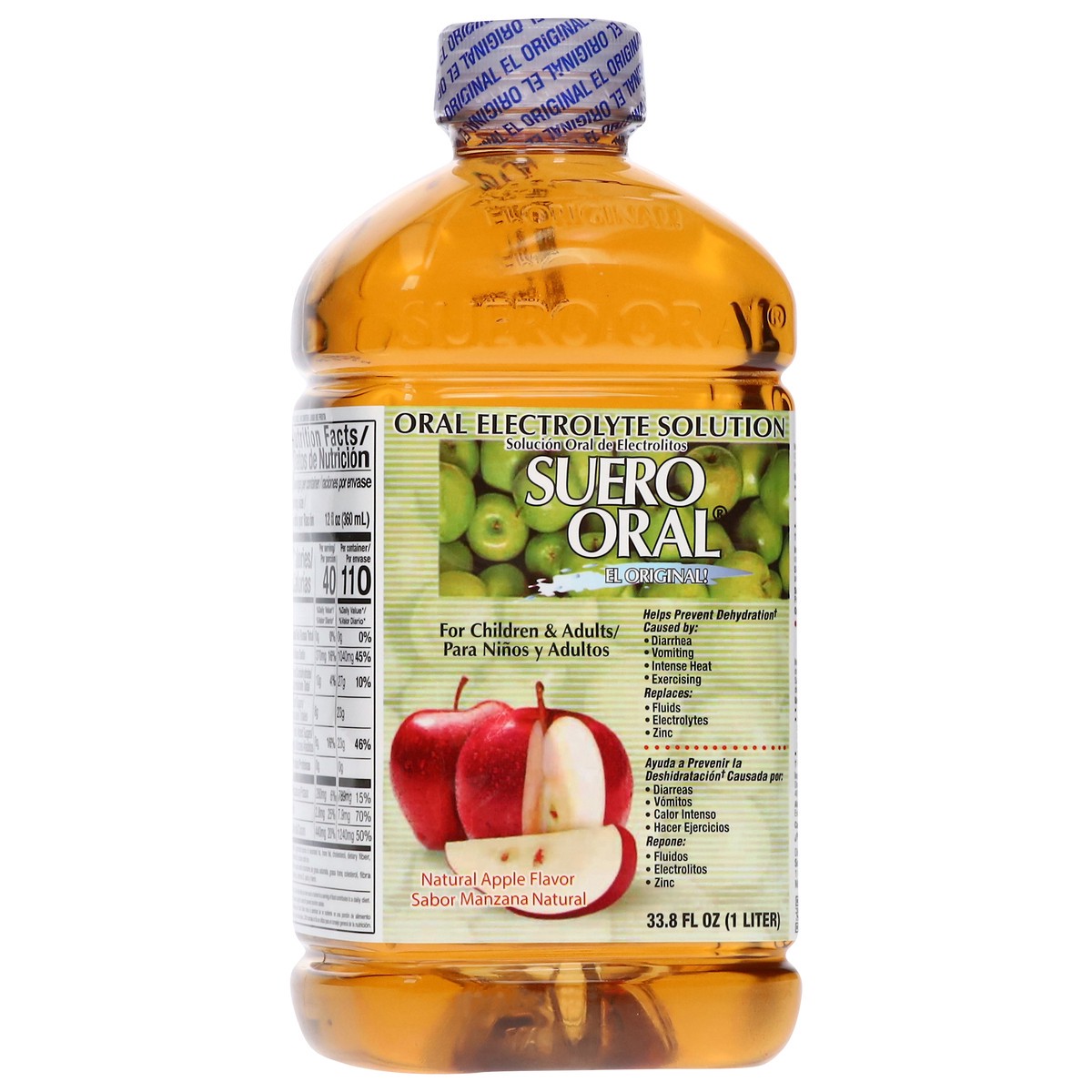 slide 3 of 13, Suero Oral Natural Apple Flavor Oral Electrolyte Solution 33.8 fl oz, 33.8 fl oz