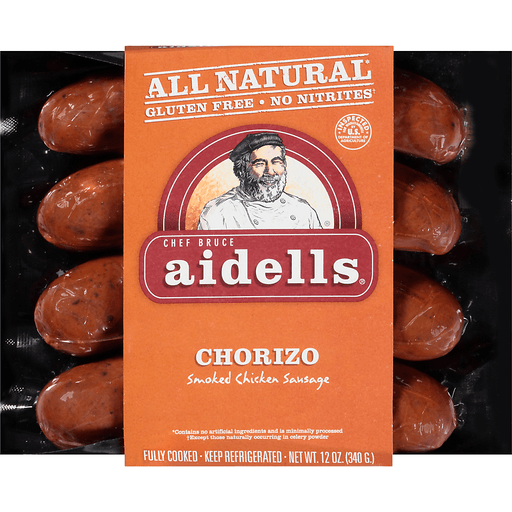 slide 2 of 8, Aidells Smoked Turkey & Chicken Sausage, Chorizo, 12 oz