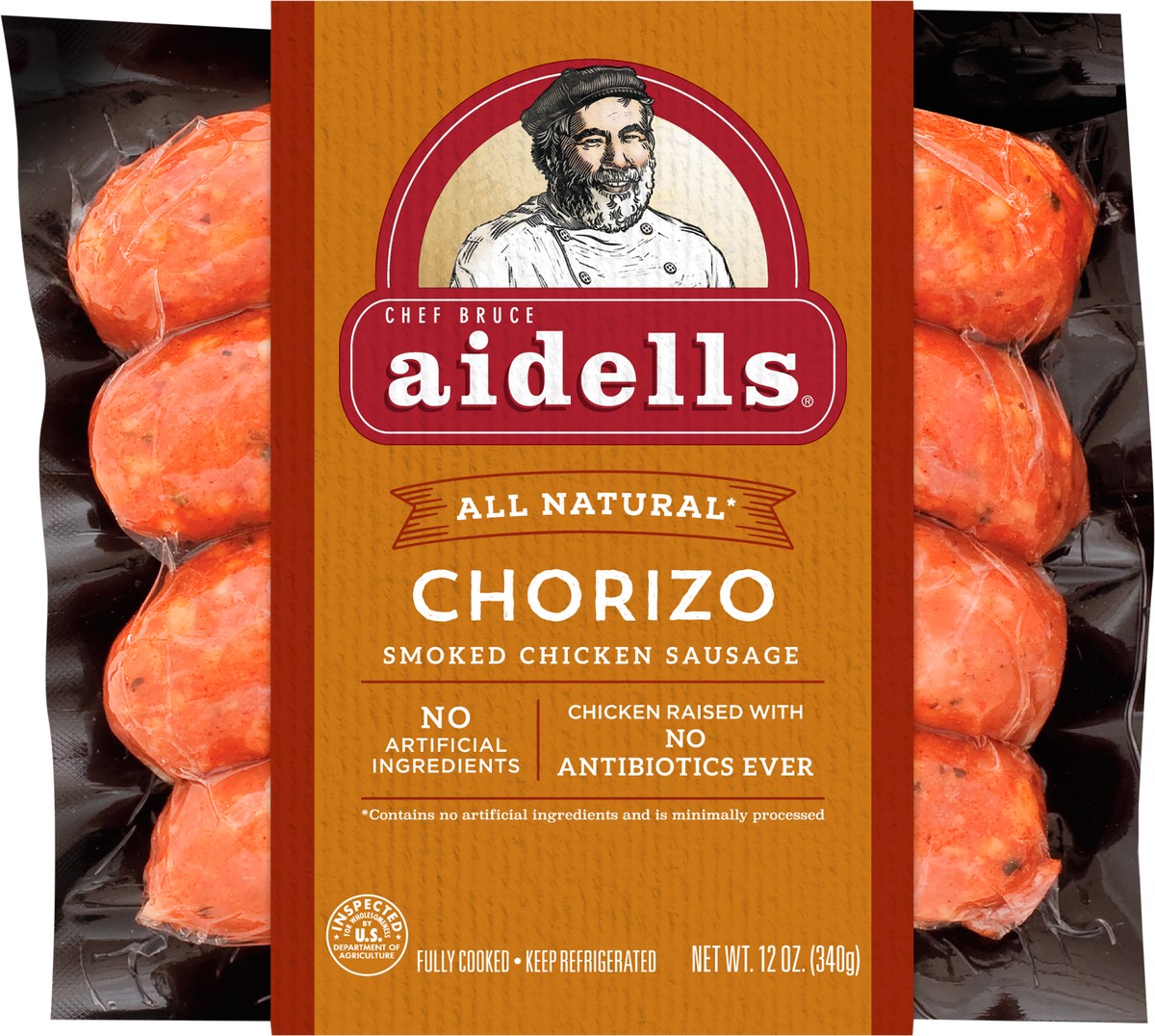 slide 3 of 3, Aidells Smoked Turkey & Chicken Sausage, Chorizo, 12 oz